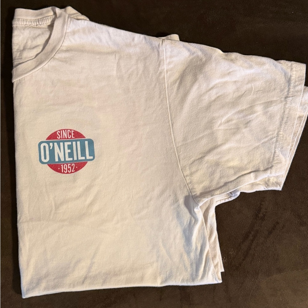 O'Neill White Tee with Red and Blue Logo